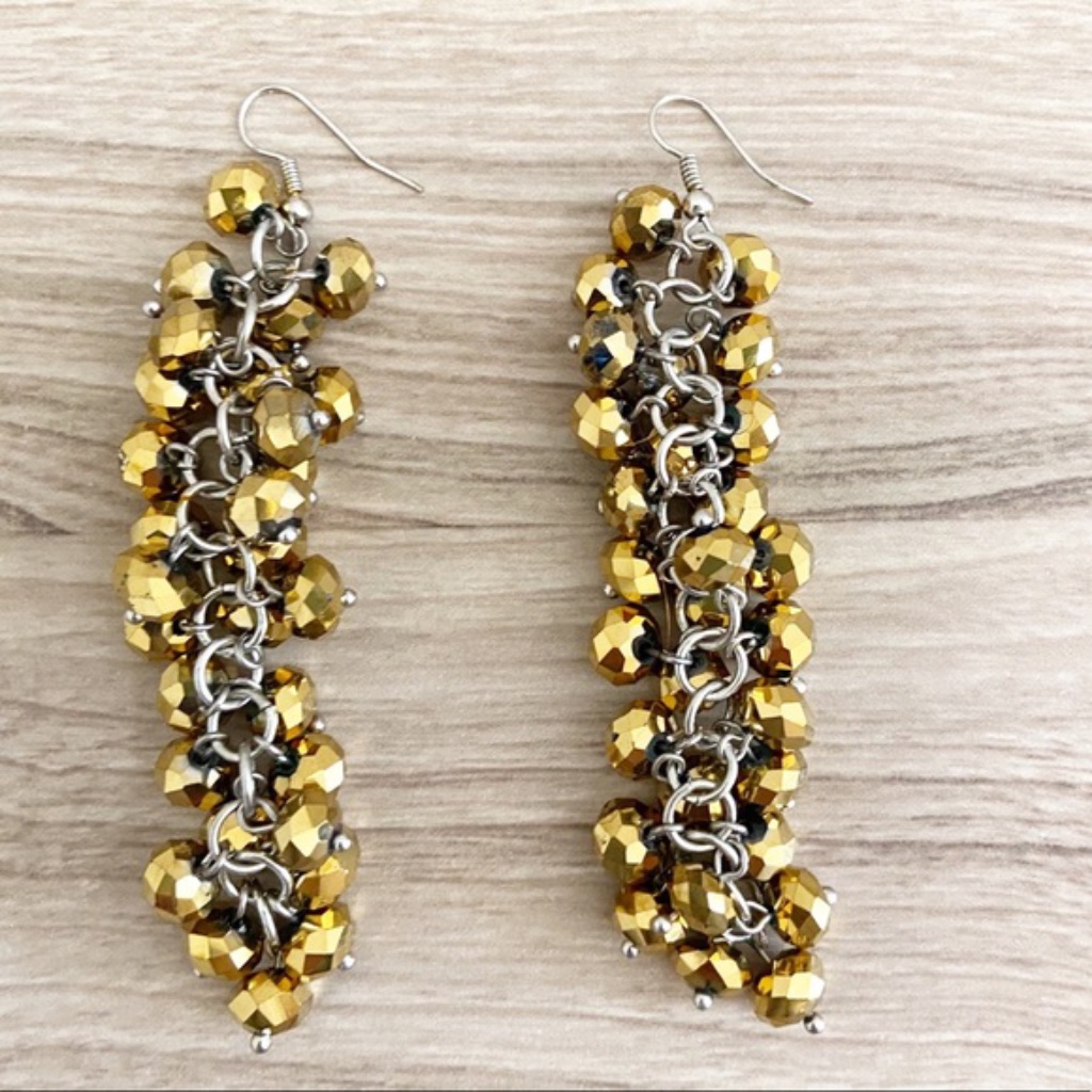Gold Cluster Dangle Earrings 12$